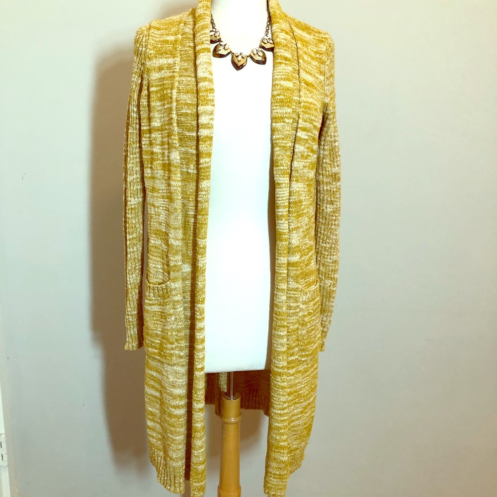 Anthropologie long gold cream sweater